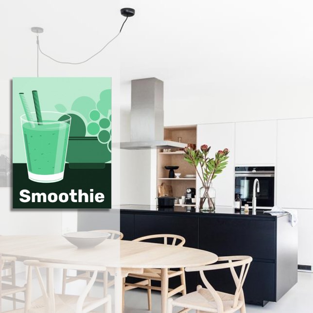 Modern Smoothie Glass Black, White, Green Kitchen Poster (Modern Smoothie Glass Black, White, Green Kitchen Poster)