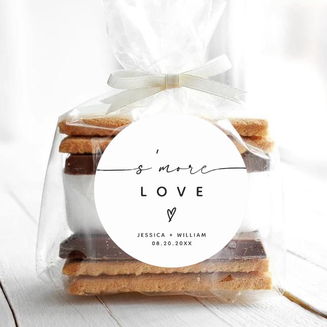 Modern S'mores Wedding Party Favour Kit Classic Ro Round Sticker (Creator Uploaded)