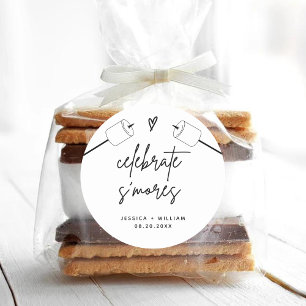 Modern S'mores Wedding Party Favour Kit Classic Round Sticker
