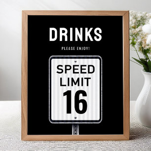 Modern snacks sign 16th Birthday Speed Limit 