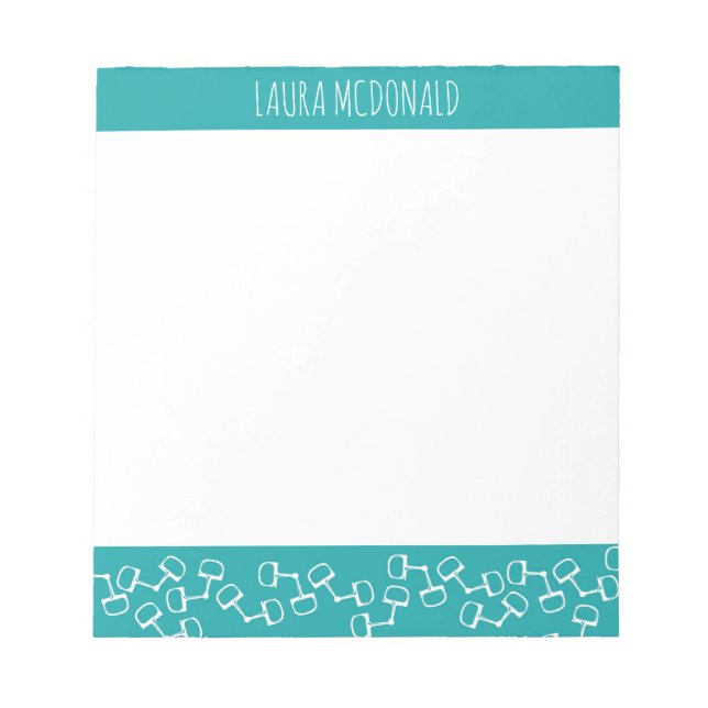 Modern Snaffle Bit Horse Notepad - Teal (Front)