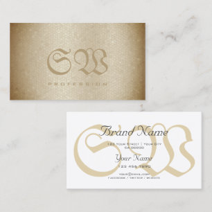 Modern Snake Pattern Pastel Beige Colours Monogram Business Card
