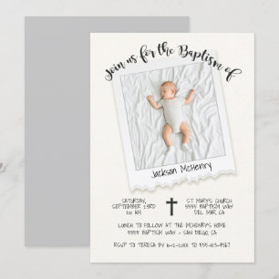 Modern Snap Shot Photo Baptism Invitation