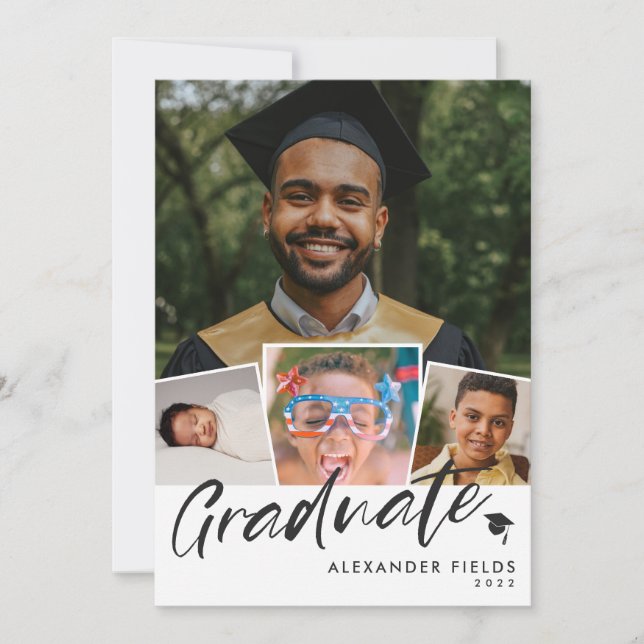 Modern Snapshot Collage Graduation Invitation (Front)
