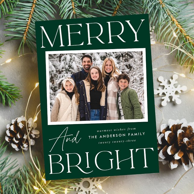 Modern Snapshot Merry and Bright Photo Holiday Card (Creator Uploaded)
