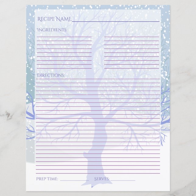 Modern Snow Christmas Recipes CHANGE COLOR (Front)