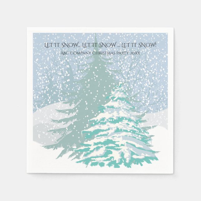 Modern Snow Christmas Tree CHANGE COLOR Napkin (Front)