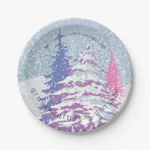 Modern Snow Christmas Tree CHANGE COLOR Paper Plate