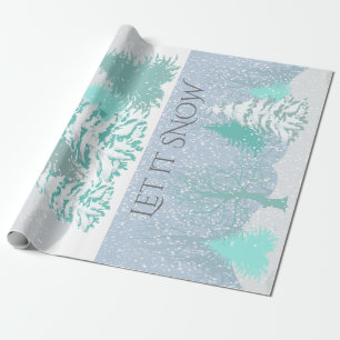 Modern Snow Christmas Tree CHANGE COLOR Wrapping Paper