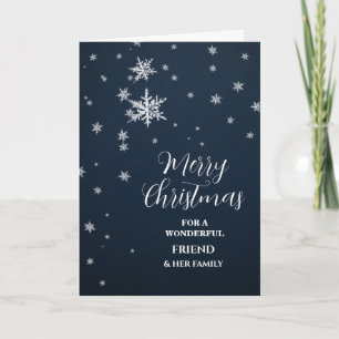 Modern Snow Friend & Family Merry Christmas Card