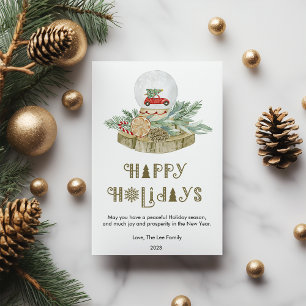 Modern Snow Globe Flat Holiday Card