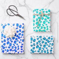 Modern Snow Leopard Blue Green Animal Print