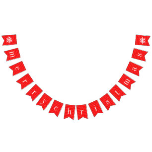 Modern snow Merry Christmas Bunting