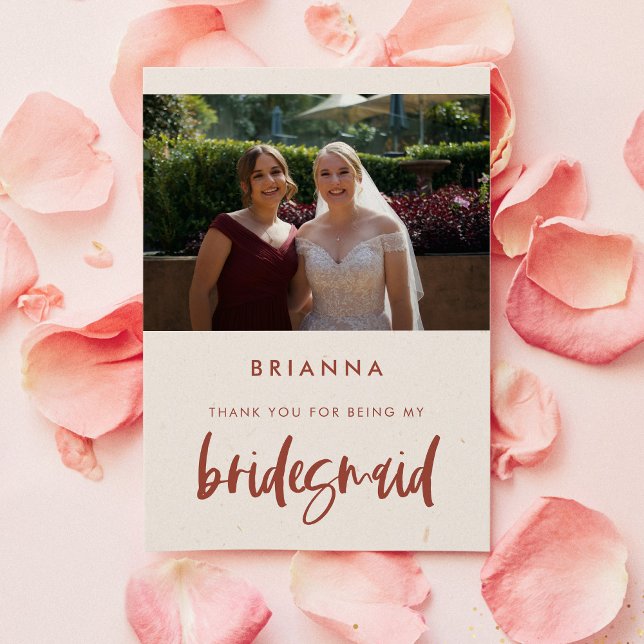 Modern snow pink Bridesmaid thank you card (Creator Uploaded)