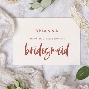 Modern snow pink Bridesmaid thank you text card