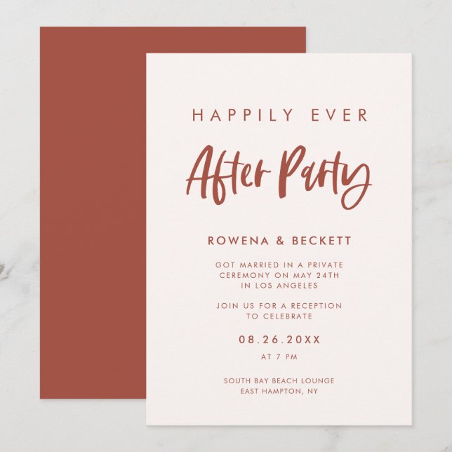 Modern snow pink Happily ever after party Invitation (Front/Back)