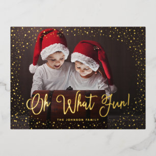 Modern Snow Script 2 Photo Foil Holiday Postcard