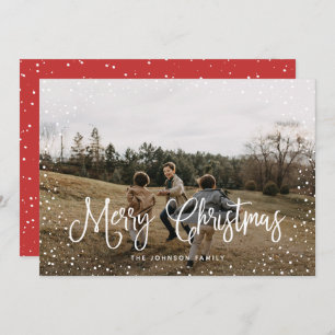 Modern Snow Script 2 Photo Holiday Card