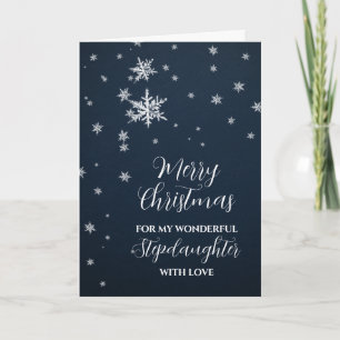 Modern Snow Stepdaughter Merry Christmas Card