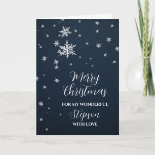 Modern Snow Stepson Merry Christmas Card