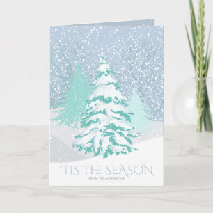 Modern Snow Tree CHANGE COLOR Christmas Holiday Card
