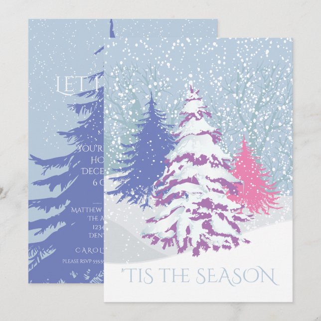 Modern Snow Tree CHANGE COLOR Christmas Invitation (Front/Back)
