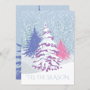Modern Snow Tree CHANGE COLOR Christmas Invitation