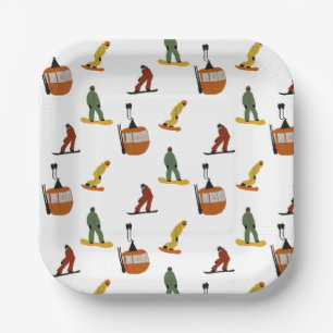 Modern Snowboard Snowboarding  Paper Plate