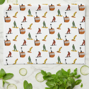 Modern Snowboard Snowboarding Tea Towel
