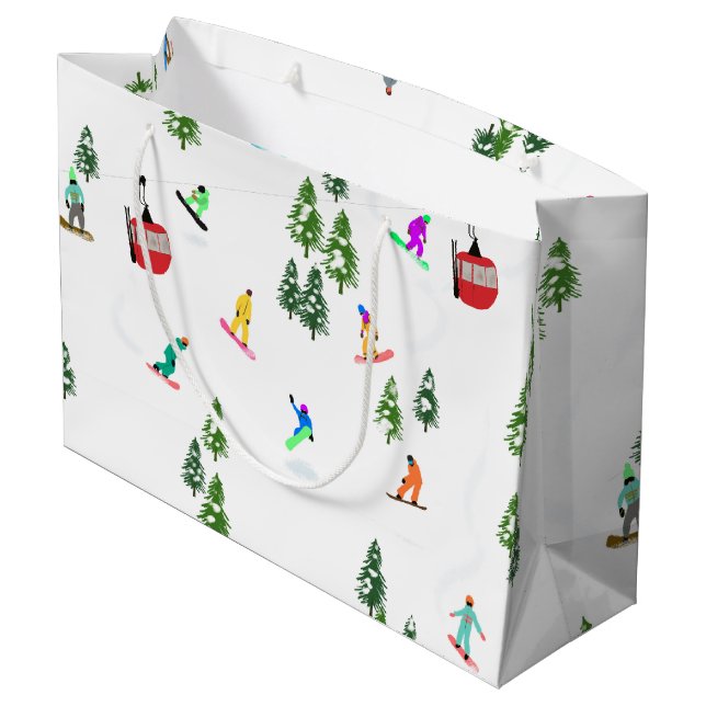 Modern Snowboarder Snowboarding  Large Gift Bag (Back Angled)