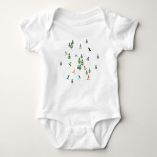 Modern Snowboarding Snowboarders Illustration   Baby Bodysuit