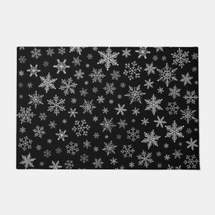 Modern Snowflake 2 -Black & Silver Grey- Doormat