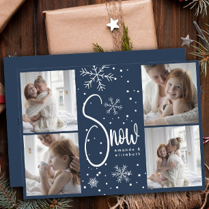 Modern Snowflake 4 Family Pictures Christmas 2023 Holiday Card