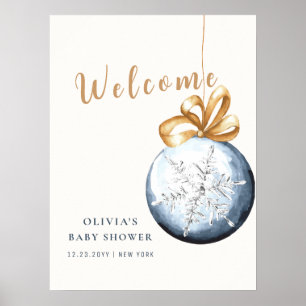 Modern Snowflake Baby Shower Welcome Poster
