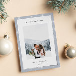 Modern Snowflake Border Christmas Photo Foil Holiday Card<br><div class="desc">Share holiday greetings with these photo Christmas cards featuring your favourite photo set on a modern and minimal background of white snowflakes on pale grey trimmed with silver foil. An editable message area lets you customise your holiday greeting in modern lettering. Add your family name or names beneath.</div>