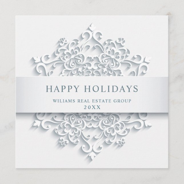 Modern Snowflake Christmas Corporate Greeting Holiday Card (Front)