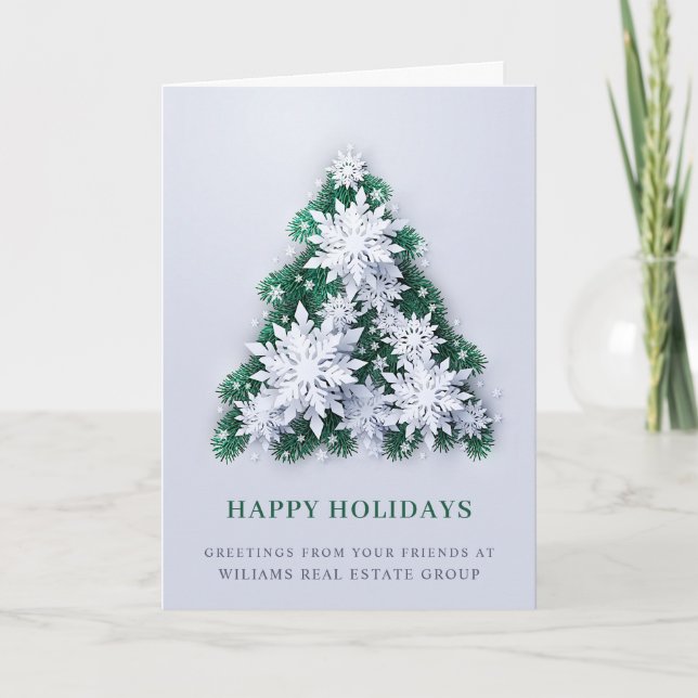 Modern Snowflake Christmas Corporate Greeting Holiday Card (Front)