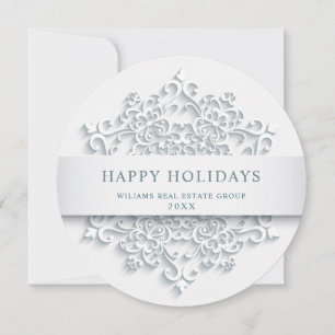 Modern Snowflake Christmas Corporate Greeting Holiday Card