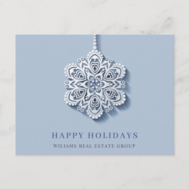 Modern Snowflake Christmas Corporate Greeting Holiday Postcard (Front)