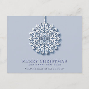 Modern Snowflake Christmas Corporate Greeting Holiday Postcard