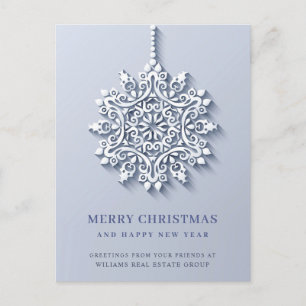 Modern Snowflake Christmas Corporate Greeting Postcard