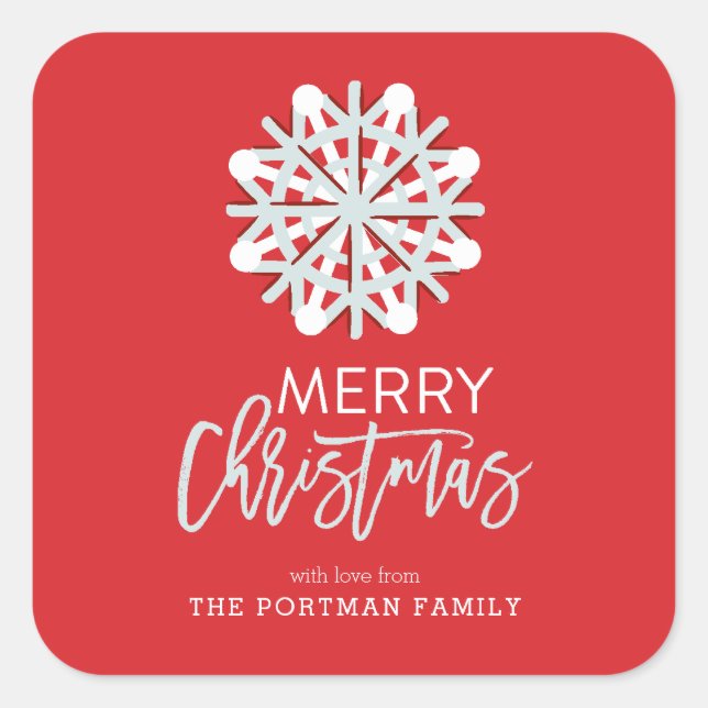 Modern Snowflake Christmas Sticker (Front)