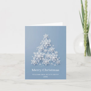 Modern Snowflake Christmas Tree Corporate Greeting Card
