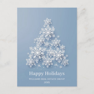 Modern Snowflake Christmas Tree Corporate Greeting Holiday Postcard