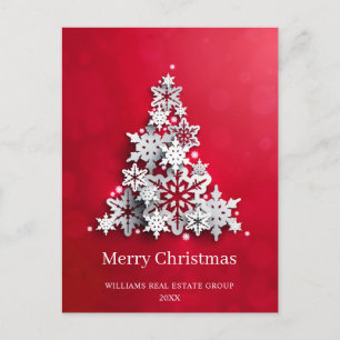 Modern Snowflake Christmas Tree Corporate Greeting Holiday Postcard