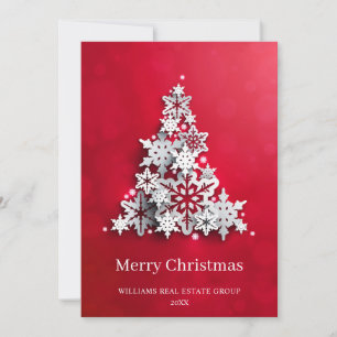 Modern Snowflake Christmas Tree Corporate Greeting Invitation