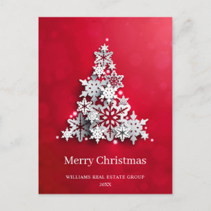 Modern Snowflake Christmas Tree Corporate Greeting Postcard