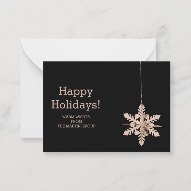 Modern Snowflake Corporate Seasonal Greetings  Card (Front)