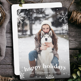 Modern Snowflake Family Christmas 2024 Picture Holiday Card