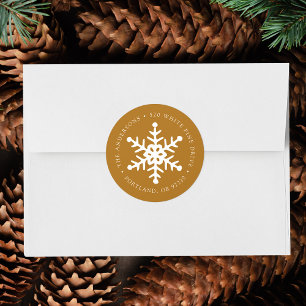 Modern Snowflake Gold Return Address Label